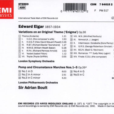 Sir Adrian Boult/London Sympho - Elgar: Enigma Variations - Pom