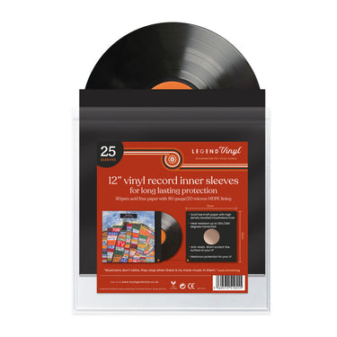 Pack of 25 HDPE lined black acid free kraft paper LP inner sleeves