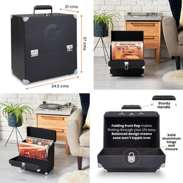 Legend Vinyl - Record Storage Case Front Opening Holds Up To 40 LPs