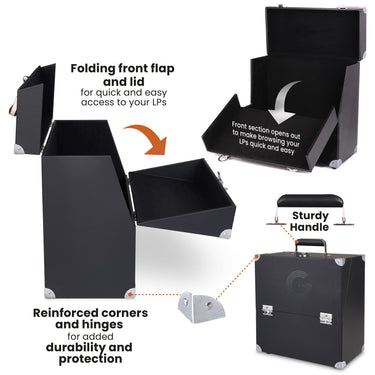 Legend Vinyl - Record Storage Case Front Opening Holds Up To 40 LPs