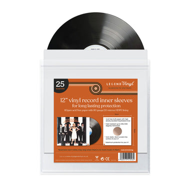 Pack of 25 HDPE lined White acid free kraft paper LP inner sleeves